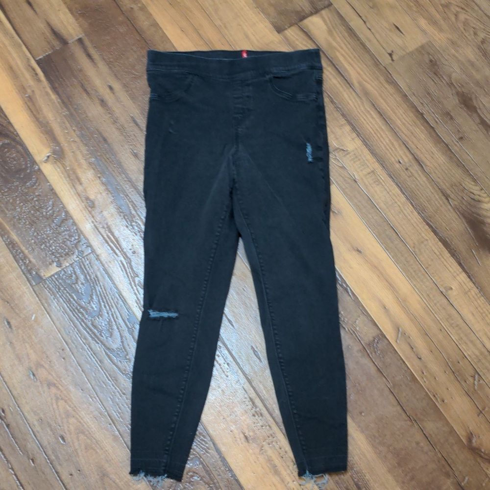 Spanx Distressed Ankle Skinny Jeans Vintage Black 20213R Women's L